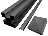 Wpc Alu Pfosten Zaunpfosten Zaun Sichtschutzzaun Anthrazit 240 X 6,8 X 6,8 Cm