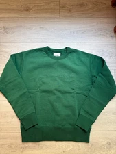 NWT Drakes London Solid Racing Green Script Embroidered Crewneck Sweatshirt 34