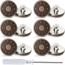 12 Sets Adjustable Buttons for Jeans, 20mm No Sew Instant Metal 20MM, bronze