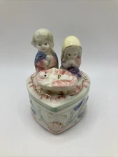 Autom Porcelain Nativity Manger Trinket Box Baby Jesus Christmas 4” Tall