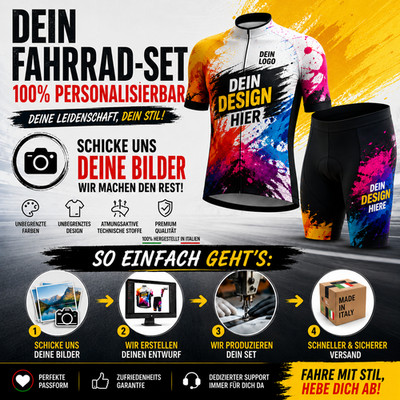 Custom Fahrradtrikot Set Bib Shorts personalisiert eigenes Design MTB Rennrad