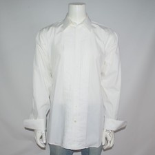 JOS A BANK Tuxedo White Formal Pleated Cotton Dress Shirt 17 - 34