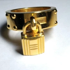 Hermes Kelly Scarf Ring Cadena Green Used with Box Jewelry Accessories