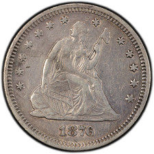 1876 S Seated Liberty Quarter - PCGS Genuine XF Details 95 - Scratch