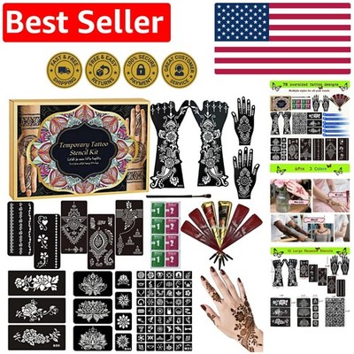 Ultimate Tattoo Art Kit - 12 Reusable Stencils with 78 Designs & Waterproof Ink
