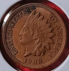 1908 Indian Head Cent Penny. Snow-4 Misplaced Date Variety. Uncirculated