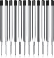 12 Pieces Pen Refills Black Ink 1.0Mm Medium Point Metal Ballpoint Refill Smooth