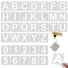 2 Inch Reusable Letter Number Stencils - 36 Pcs Alphabet Art Craft Templates