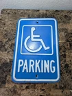 Vintage Embossed Metal Handicap Parking Sign Gas Station Oil Car Old Road Sign