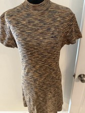 Guess Womens Multicolor Striped Short Sleeve Knitted Sweater Dress Size Small