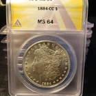 Morgan silver dollars us coins 1884 -CC  graded MS64 ANACS