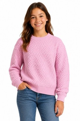 DeFacto Girls Pink Textured Knit Sweater Size 12/13Y Long Sleeve Pullover