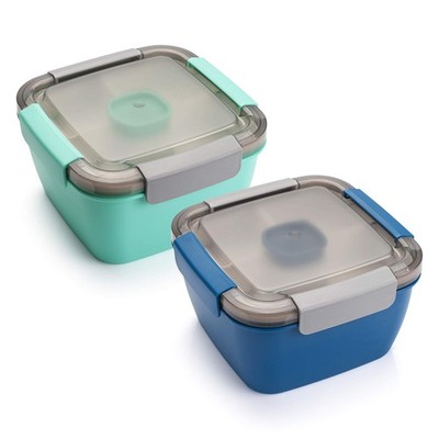 Freshmage Salad Lunch Containers to Go, 2 Pack 52-Oz Bowls with 3 Compartments,