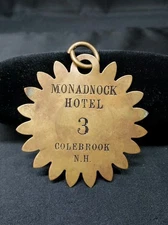 Ca. 1900 Monadnock Hotel Colebrook New Hampshire Brass Room Key Fob, Starburst 