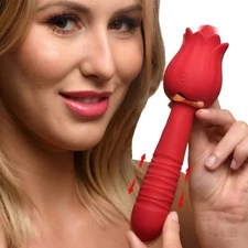 XR Brands Racy Rose Thrusting and Licking Rose Vibrator Vibrators |...
