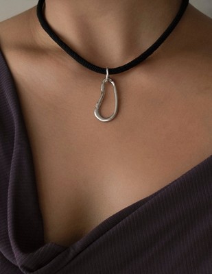 Black cord Arp Necklace Sterling silver 925 Daily Wear Necklace for women
