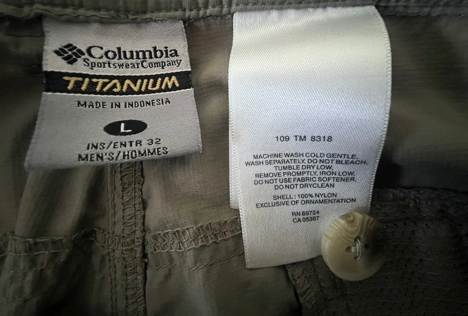 Columbia Titanium Women's Large Convertible Shorts/Pants Cargo Omni Dry Olive - Image 4 of 4