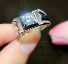 Men's Engagement Wedding 925 Silver Ring 2CT Round Cut Lab-Created Diamond