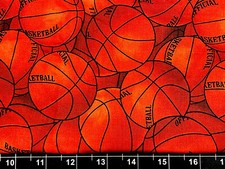 Tina Scrap 10”x20”BASKETBALLS Basket Ball Packed Kids NBA Sport Cotton Fabric