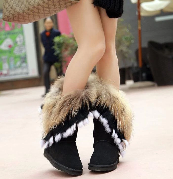 Mid calf hotsell fur boots