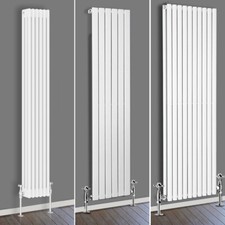 Oval Column Flat Panel Radiator Traditional Vertical Central Heating Rads White