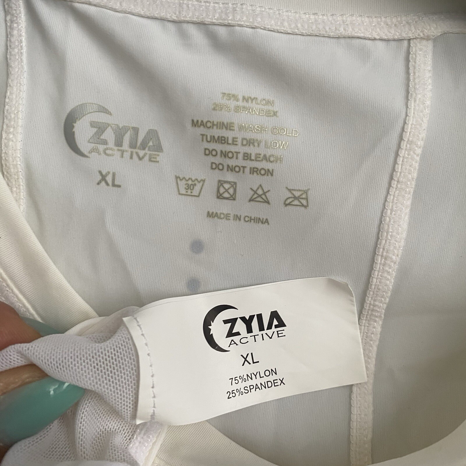 Zyia Active White Panel Split Back Mesh Tee Size … - image 3