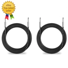 2Pack 100 Ft 1/4" to 1/4" Speaker Cables, True 12AWG Patch Cords, DJ/PA Audio Sp