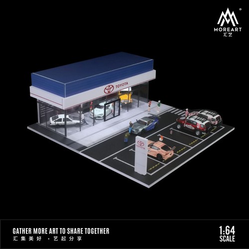 Diorama 1:64 Car Garage Model LED City Car Showroom Scene Display Building Model - Picture 77 of 102