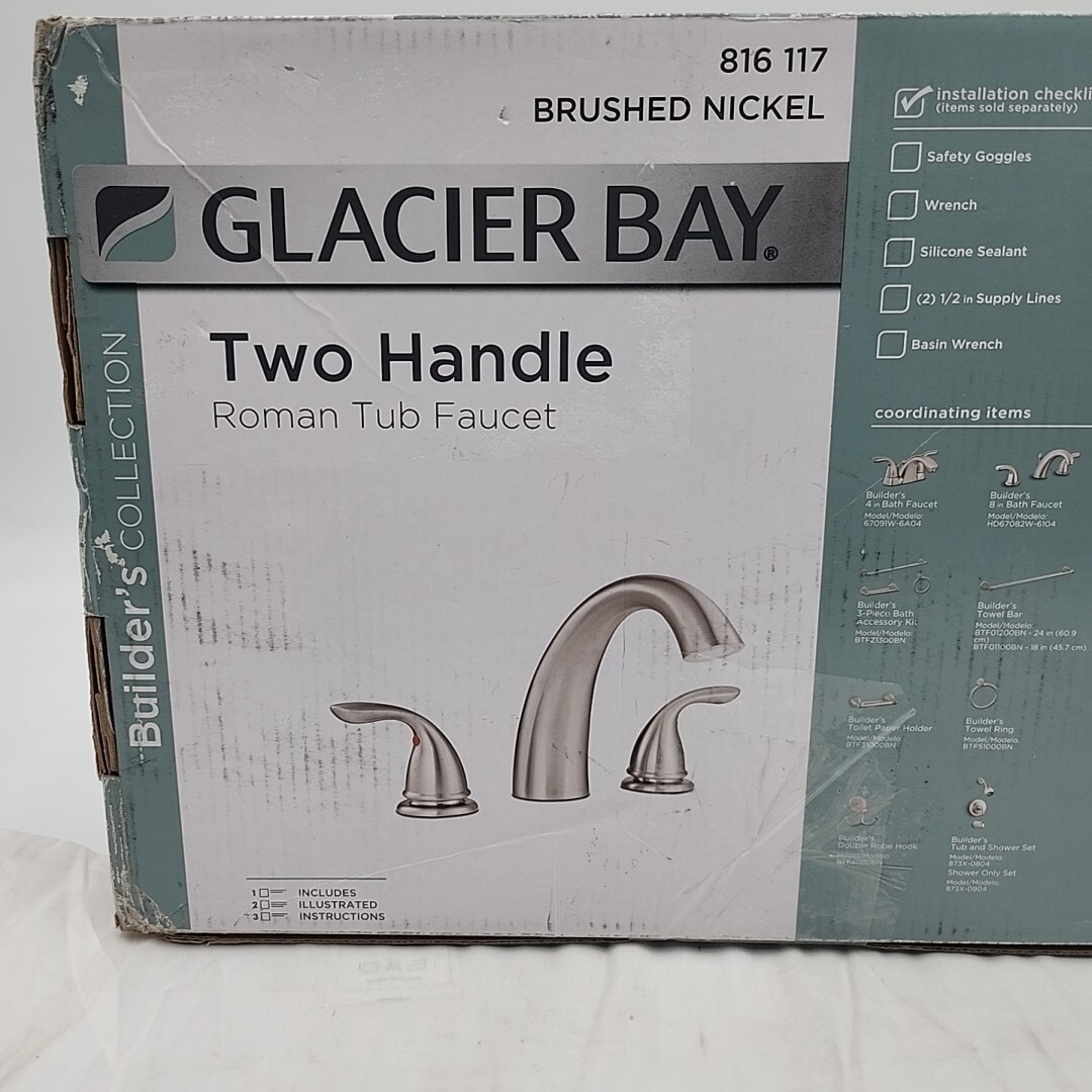 Glacier Bay Roman Tub Faucet Builders 2Handle DeckMount in Brushed