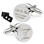 Personalised Engraved Cufflinks Gift for Him Anniversary Birthday Wedding Xmas