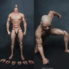 1:6 12'' Muscular Body Male Flexible Action Figure Body Doll Head Sculpt Carved