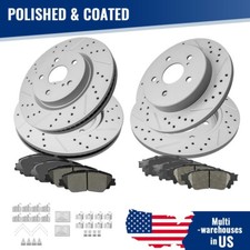 Front +Rear Drilled Disc Brake Rotors Ceramic Pads for Camry Avalon ES300H ES350