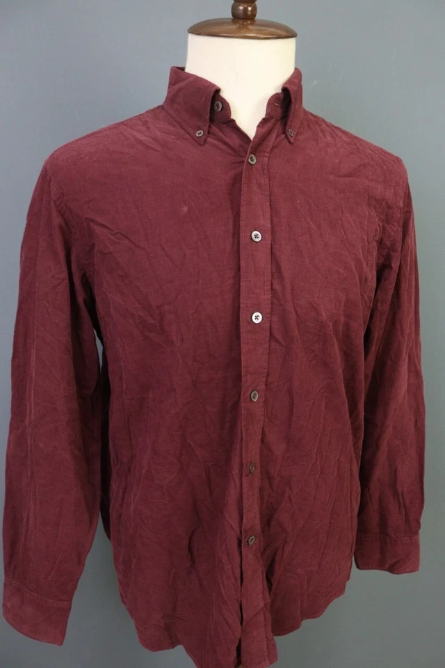 Camisa Canali Borgoña Pana Manga Larga Abotonada Talla XL Foto 4 de 4