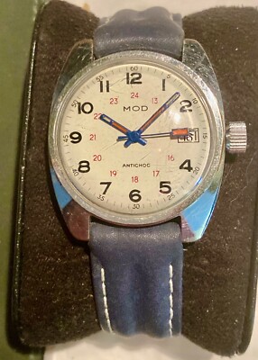 HERRENUHR MOD - mechanisch - FRANZÖSISCHE MARKE - blaues Lederarmband