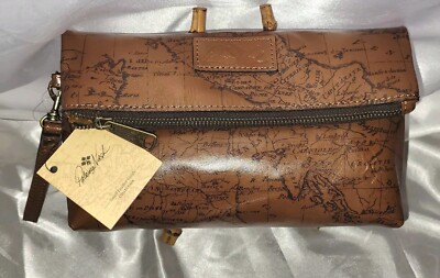 Lovely Patricia Nash Signature Riot Rust Map Print Large Wristlet/Clutch