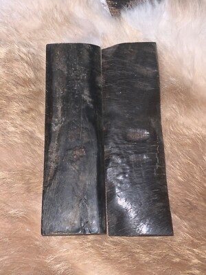 2 BUFFALO HORN BARK KNIFE HANDLE MATERIAL SCALES 5  X 1 1/2  X 3/8  (0102)
