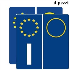 4 ADESIVI TARGA AUTO UNIVERSALE ITALIANA ITALIA EUROPA EUROPEA PVC STELLE UE