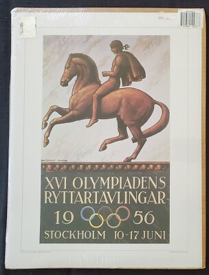 1996 Atlanta Olympics New 1956 Stockholm Sweden IOC Art 10x12 Official Poster