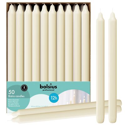 BOLSIUS Ivory Candlesticks Bulk Pack 50 Count - Unscented Dripless 11.5 Inch ...