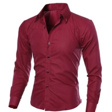 Men Dress Shirt Non Iron Long Sleeve Business Formal Regular Fit Office