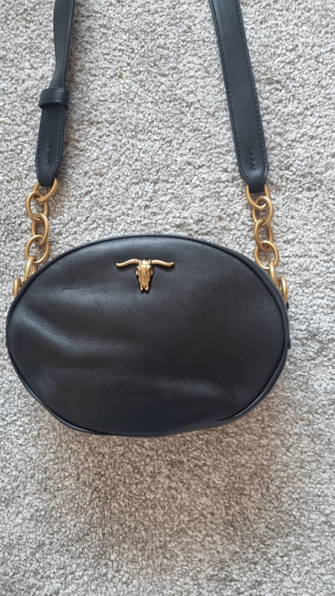 Polo Ralph Lauren RL Crossbody Black Leather Rams Head
