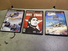 3 Playstation 2 Games, Just Cause. Rebel Raiders Dropship United Peace Force...
