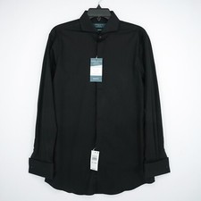 Perry Ellis Tuxedo Shirt 15.5 32/33 SLIM FIT Black French Cuffs Non-Iron NWT