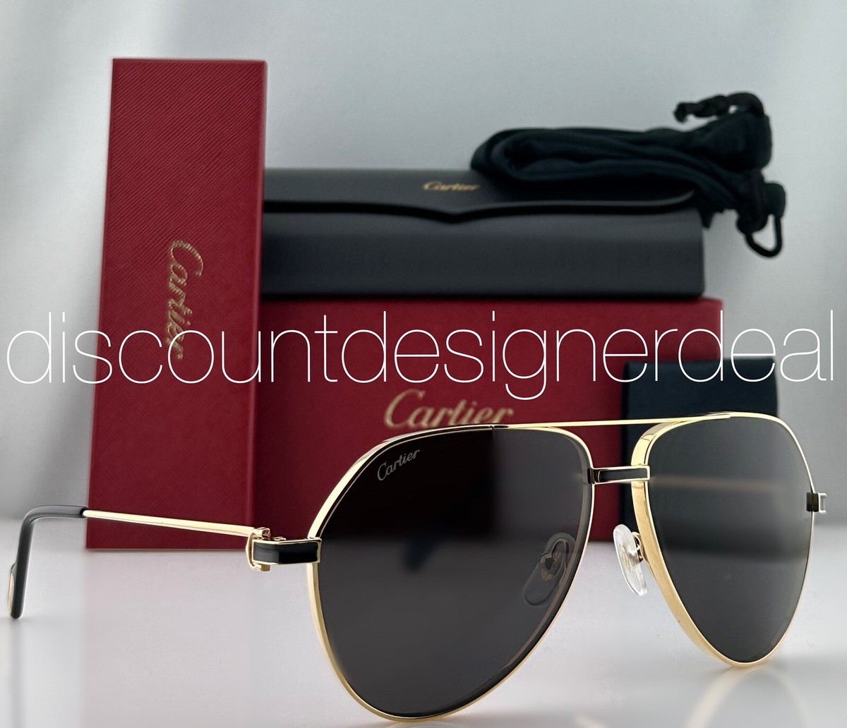NEW Cartier CT0334S 001 C Decor Aviator Sunglasses Gold 