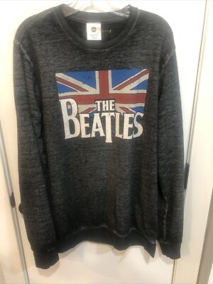 The Beatles Long Sleeve Band T-Shirt Size Large, Worn Out Faded Look Black 
