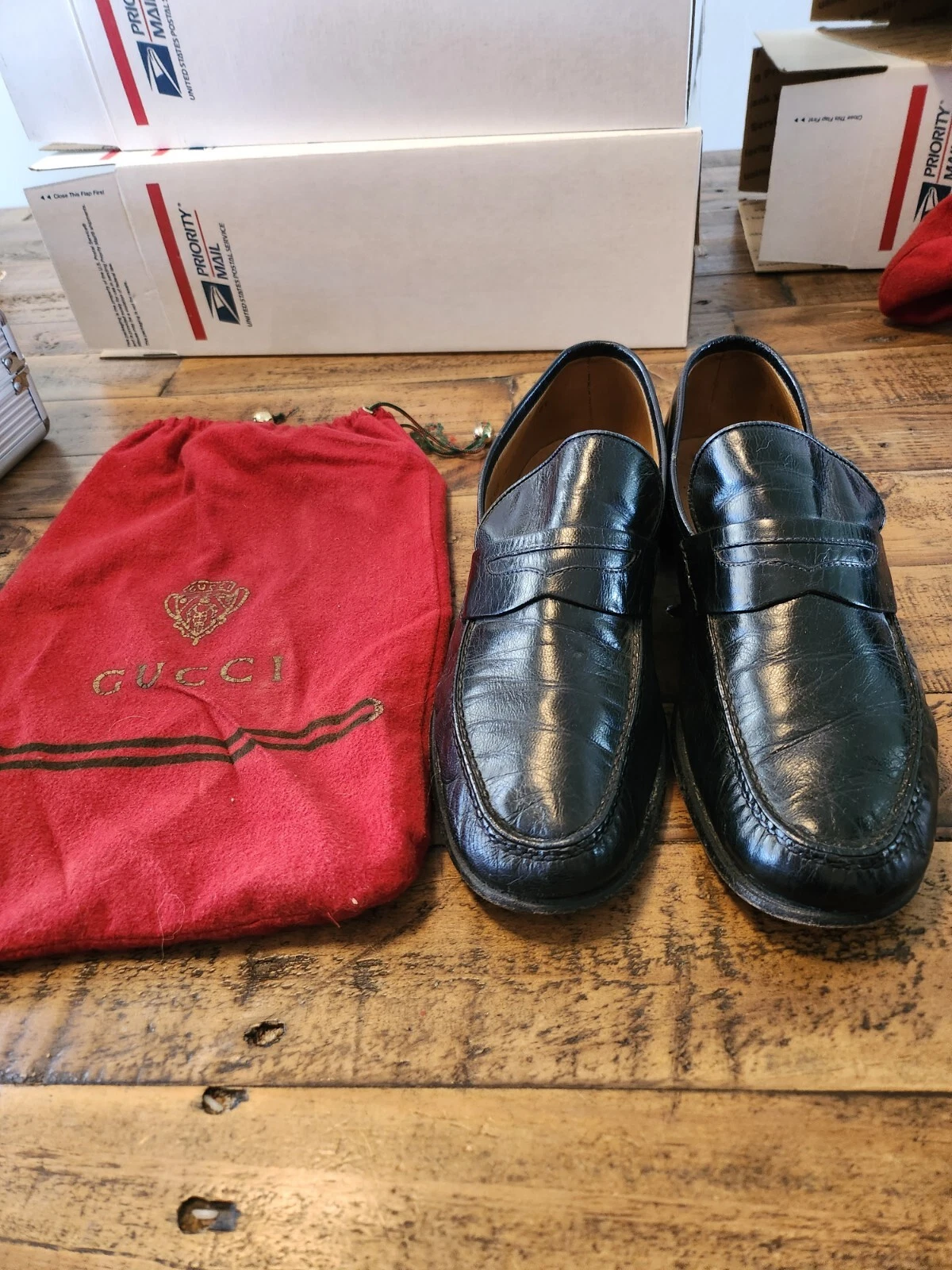 Mocassins vintage en cuir homme Gucci fabriqués en Italie UE 40,5 US 7,5 [d]