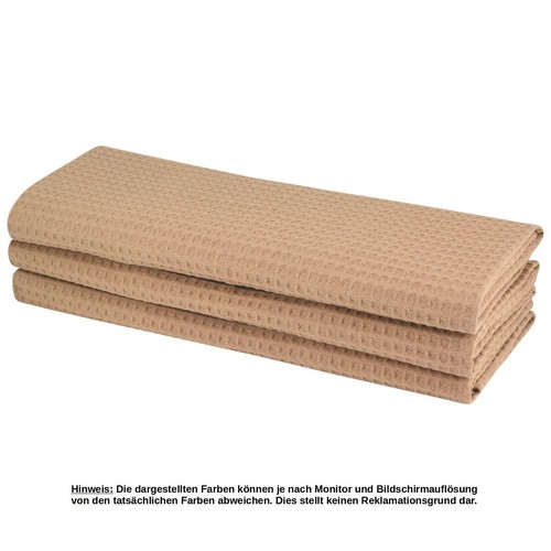 6x Waffelpique-Geschirrtücher Hellbraun 100%-Baumwolle Handtuch Putztuch Beige - Bild 2 von 6