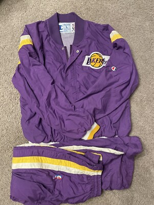 Vintage 80s 90s Los Angeles Lakers Champion Warm Up Full Set Size