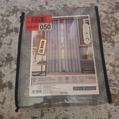Deco Window Sheer Jacquard Curtain Panels 2-Piece 52'' x 108'' Gray 0063873-0990