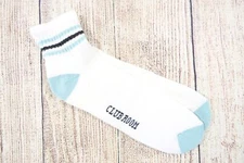 CLUB ROOM RETRO STYLE BABY BLUE WHITE STRIPE CUSHIONED SHORT CREW ANKEL SOCKS 